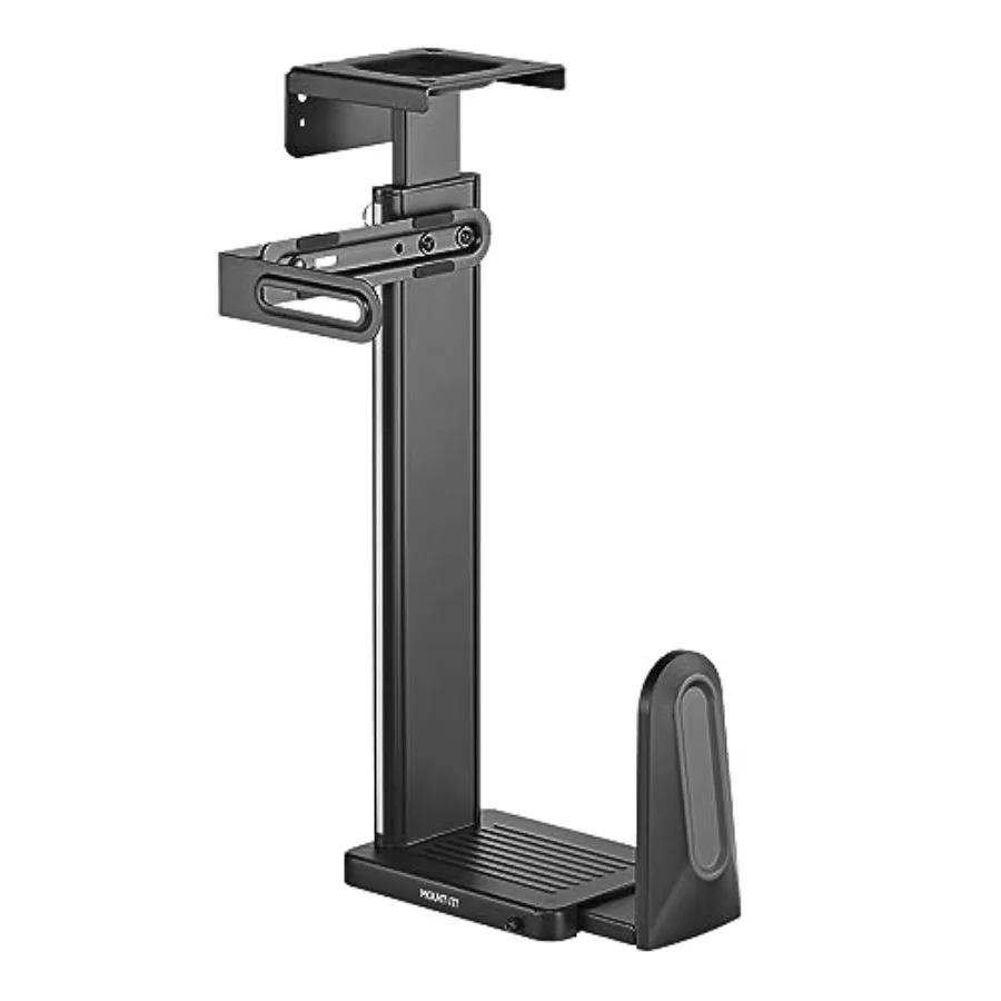 Under Desk or Wall Mount Bracket for CPU Tower: Heavy Duty Height Width Adjustable 44 lbs Capacity Black