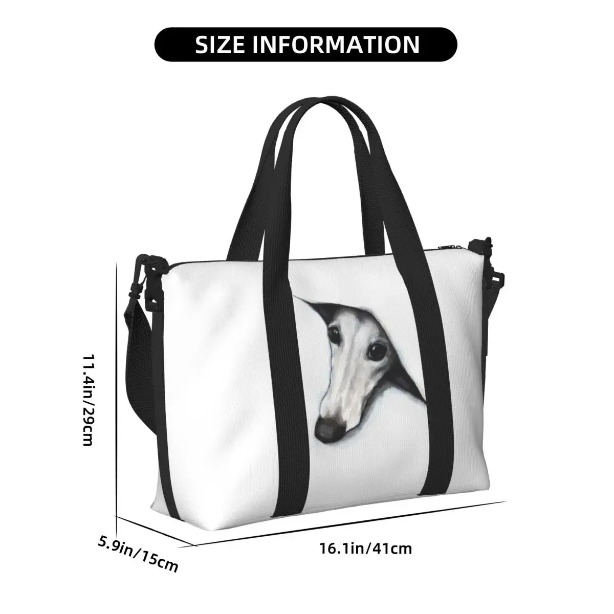 Custom Whippet Peeping Whippet Tote Bag for Women Big Capacity Greyhound Lurcher Dog Gym Beach Travel Bags