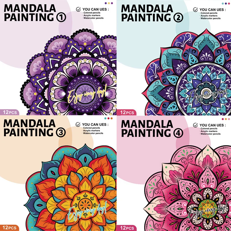 2026 Mandala Flower Decompression Coloring Book Psychological Decompression Picture Album Healing Coloring Book Loose