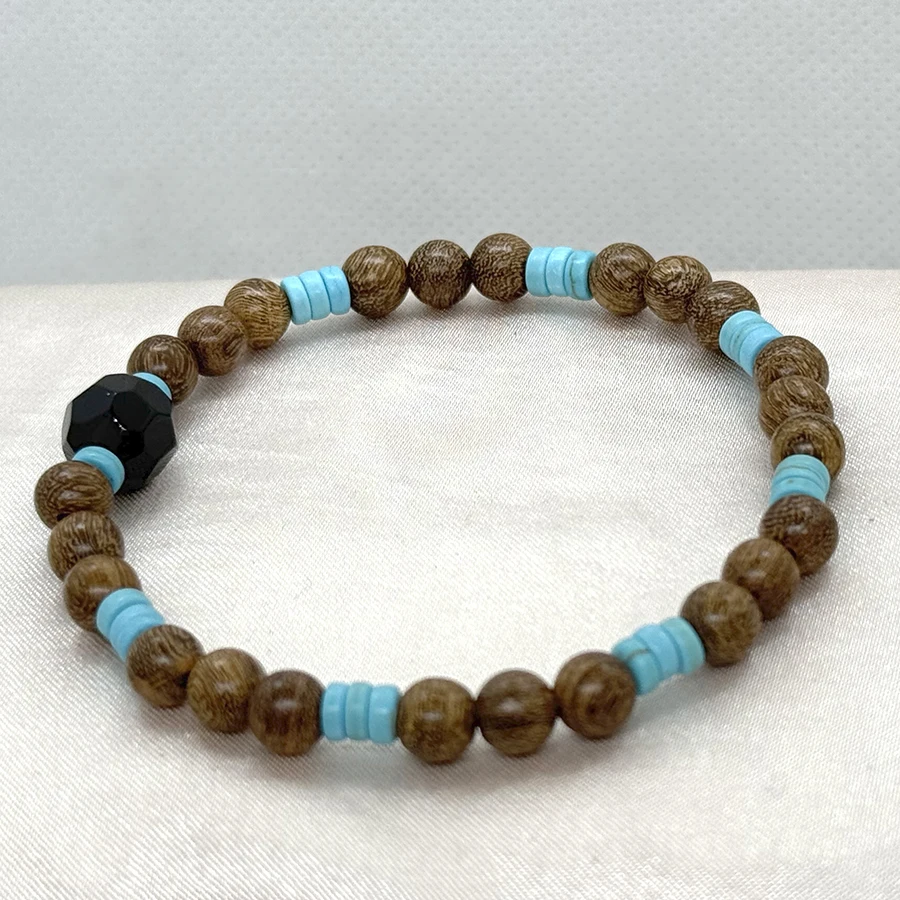 European and American White pine stone and black gall 6mm elasticity bracelet spacer bracelet bracelet for men