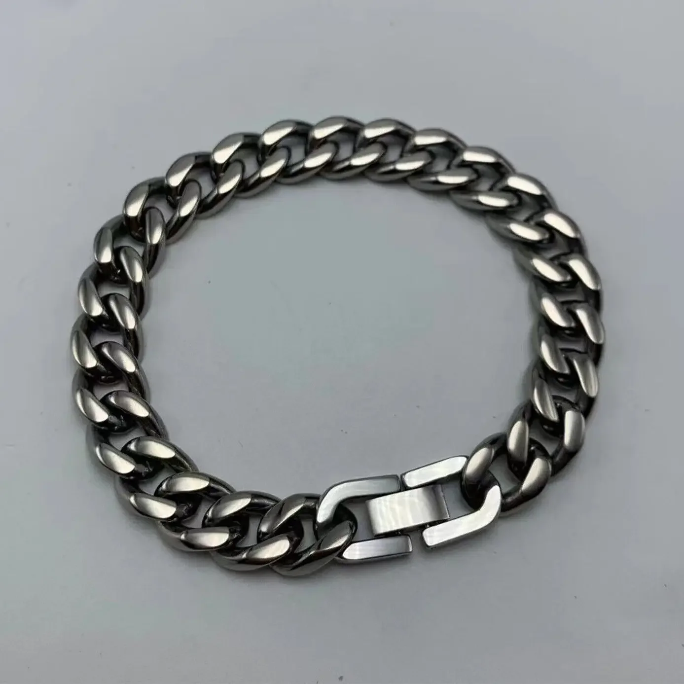 Fashion TA1 Pure Titanium Cuban Link Chain Bracelet 9.5mm Anti-allergy Hip Hop Ti Chain for Men Women DIY Necklace and Bracelet