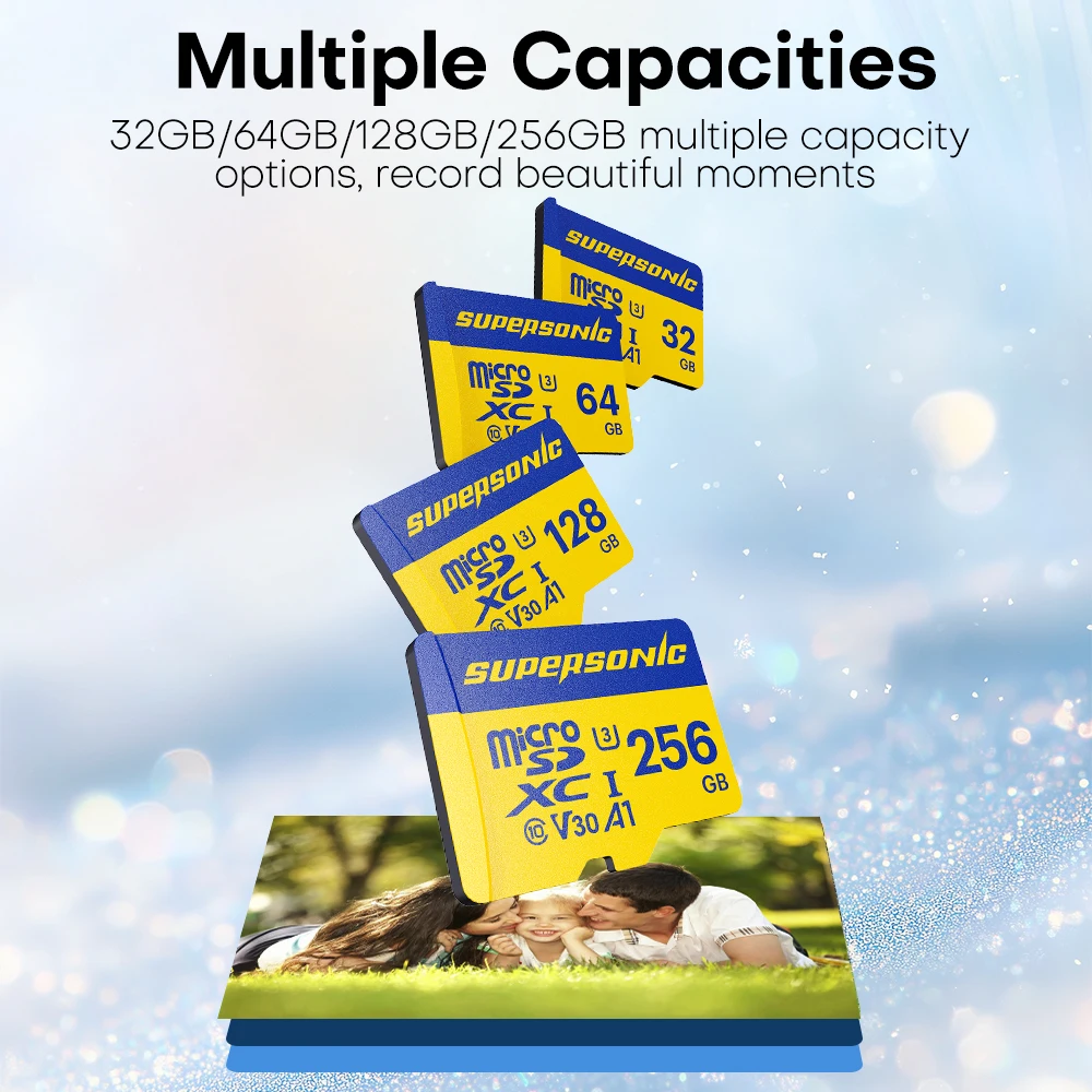 Supersonic Flash Memory Card Micro Sd Tf Card 128GB 256GB A1 V30 U3 32GB 64GB Microsd Memory Card For Dron Monitor Camera