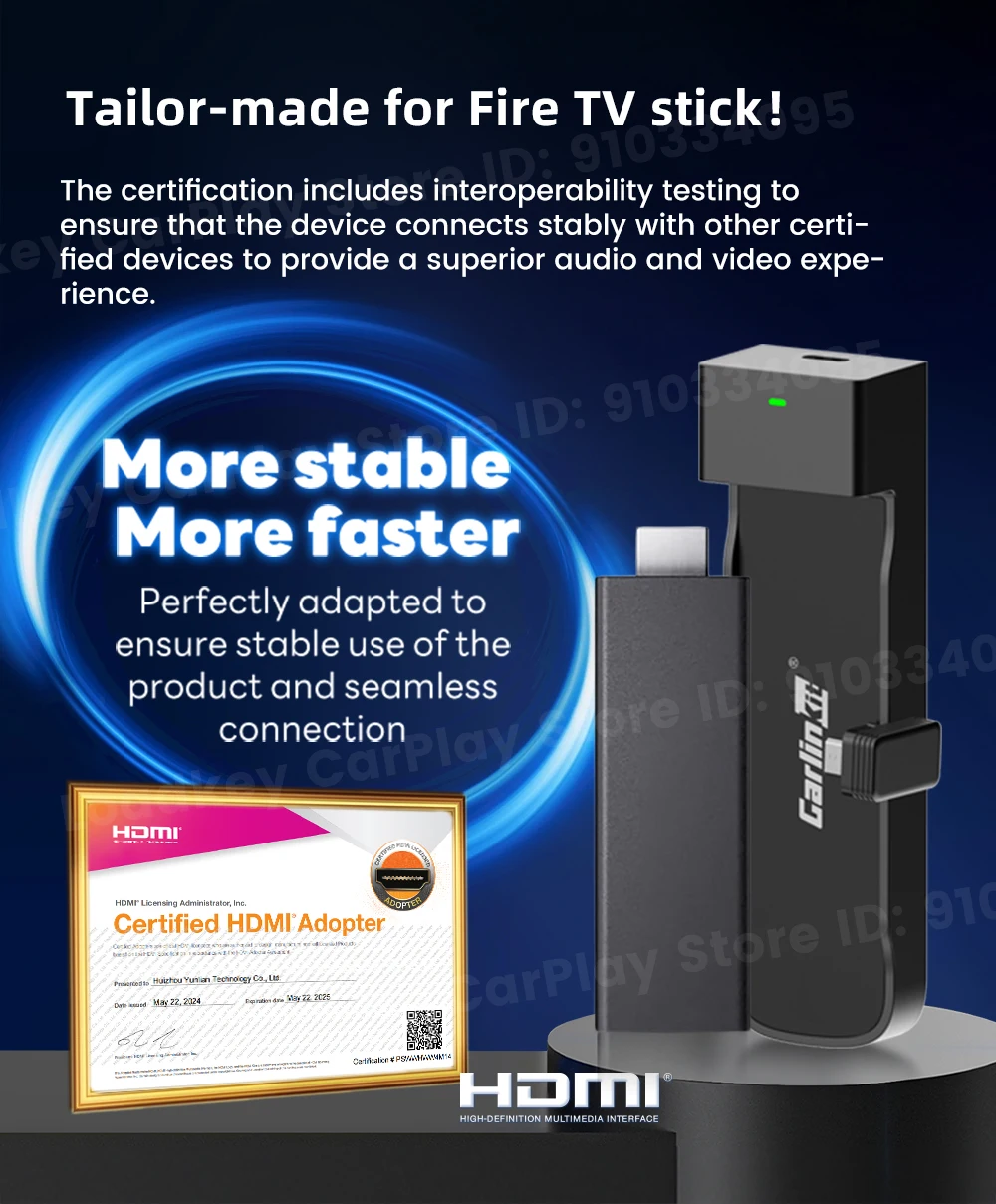 Carlinkit FireDrive Link Konvertieren Sie kabelgebundene CarPlay in HDMI für Fire TV Stick Streaming Car Entertainment Solution Schnelle und einfache Einrichtung – Detail 1