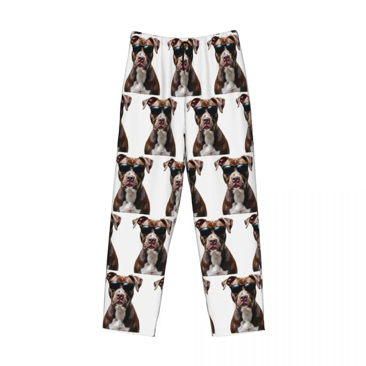Custom Funny Cool Pitbull Wearing Sunglasses Pajama Pants Men Sleepwear Sleep Lounge Bottoms with Pockets