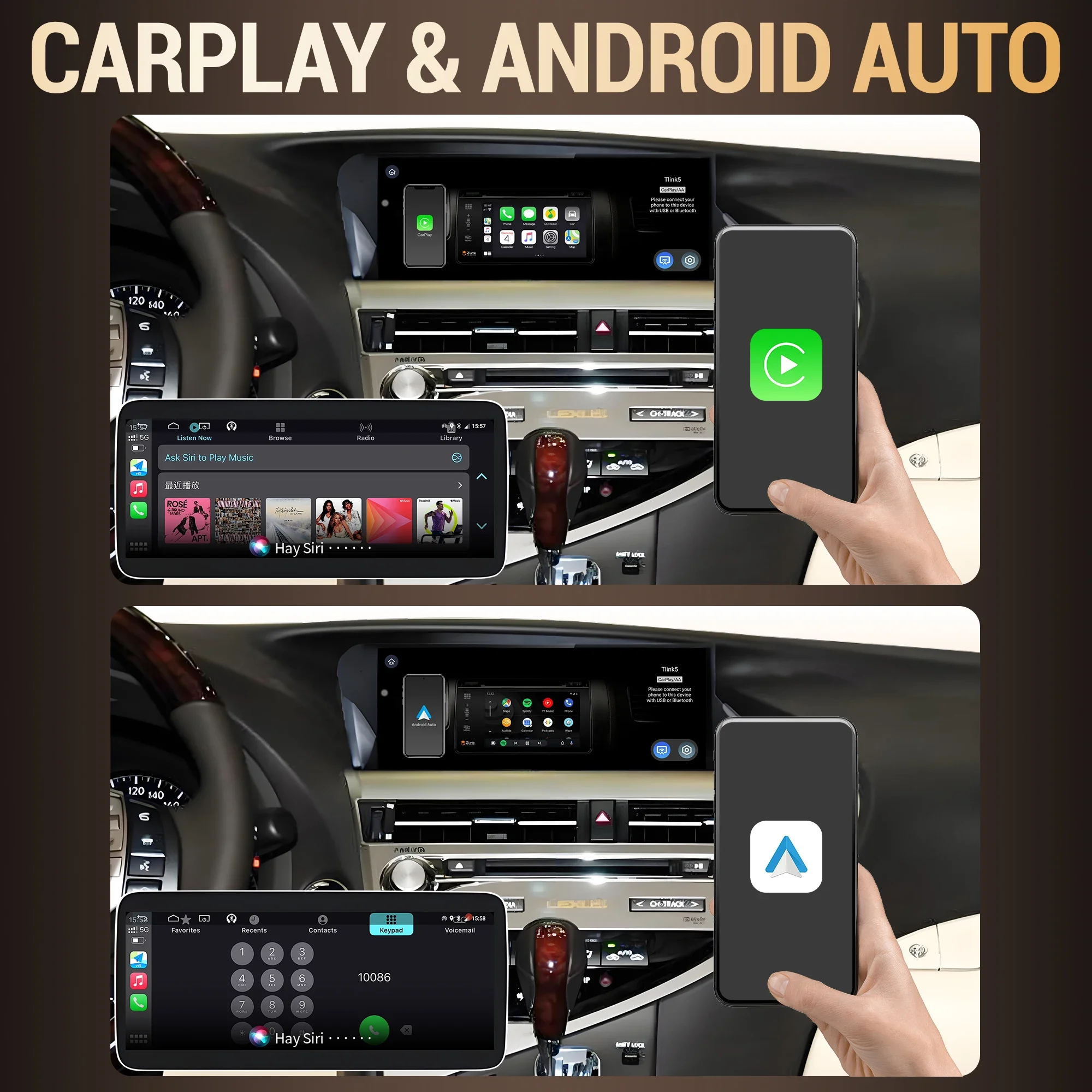 10.25" For Lexus NX NX200 NX200T NX300h 2014-2017 Android 14 Car Radio Multimedia Navigation GPS Wireless CarPlay Touch Screen - Image 4