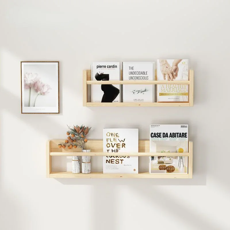 Solid Wood Floating Wall Shelves Nursery Book Shelves Kids Bookshelf for Living Room Bedroom Kitchen Spice Bathroom Rack
