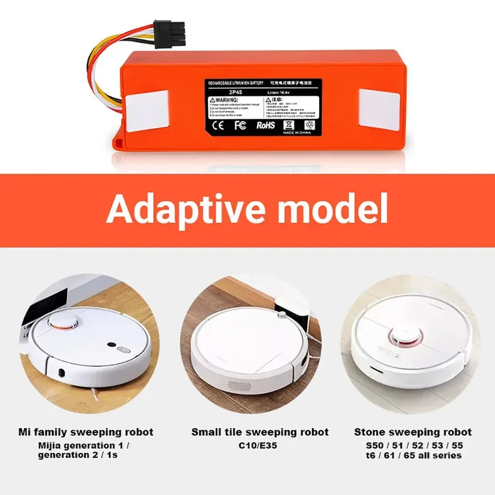 Vacuum Cleaner Battery Replacement for Xiaomi Roborock S50 S51 S55 T60 E352-00 S502-00 C10 E20 E35 14.4V12800mAh SC Batteries