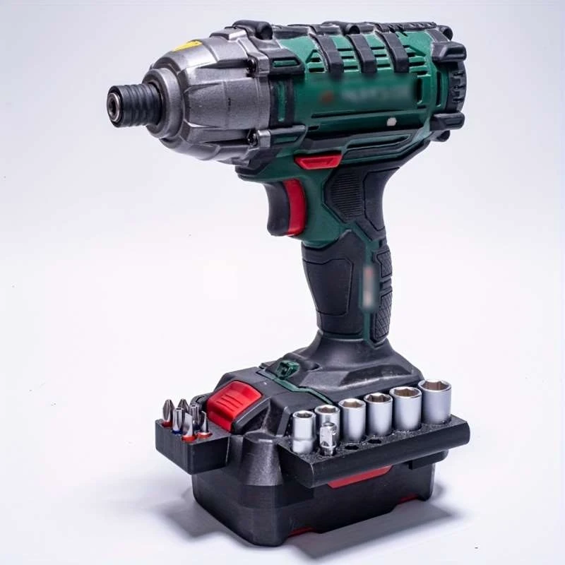 Cordless Drill Bit Holder Battery Mount Socket Organizer Power Hand Tool Storage Carry Attachment Rack