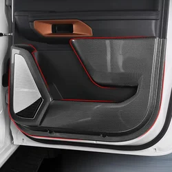 4Pcs Car Carbon Fiber Interiors Fit for Ford Ranger 2024 2025 Door Anti-Kick Protective Cover Panel Shell