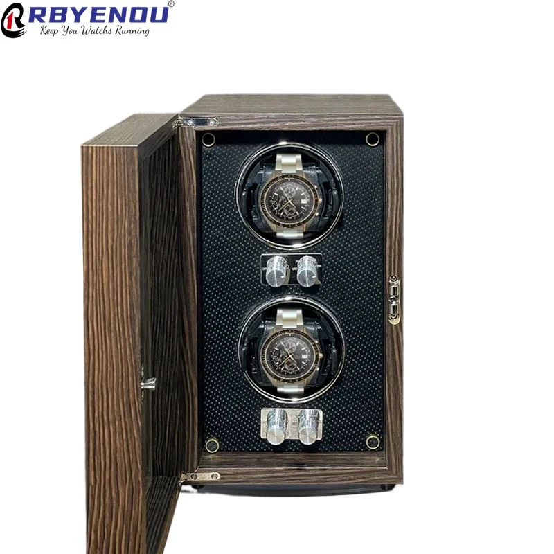 Wood Grain Automatic Watch Winder Mechanical Watch Case Storage Box Dust-proof Household Watch Swinger Rotator Customize Logo