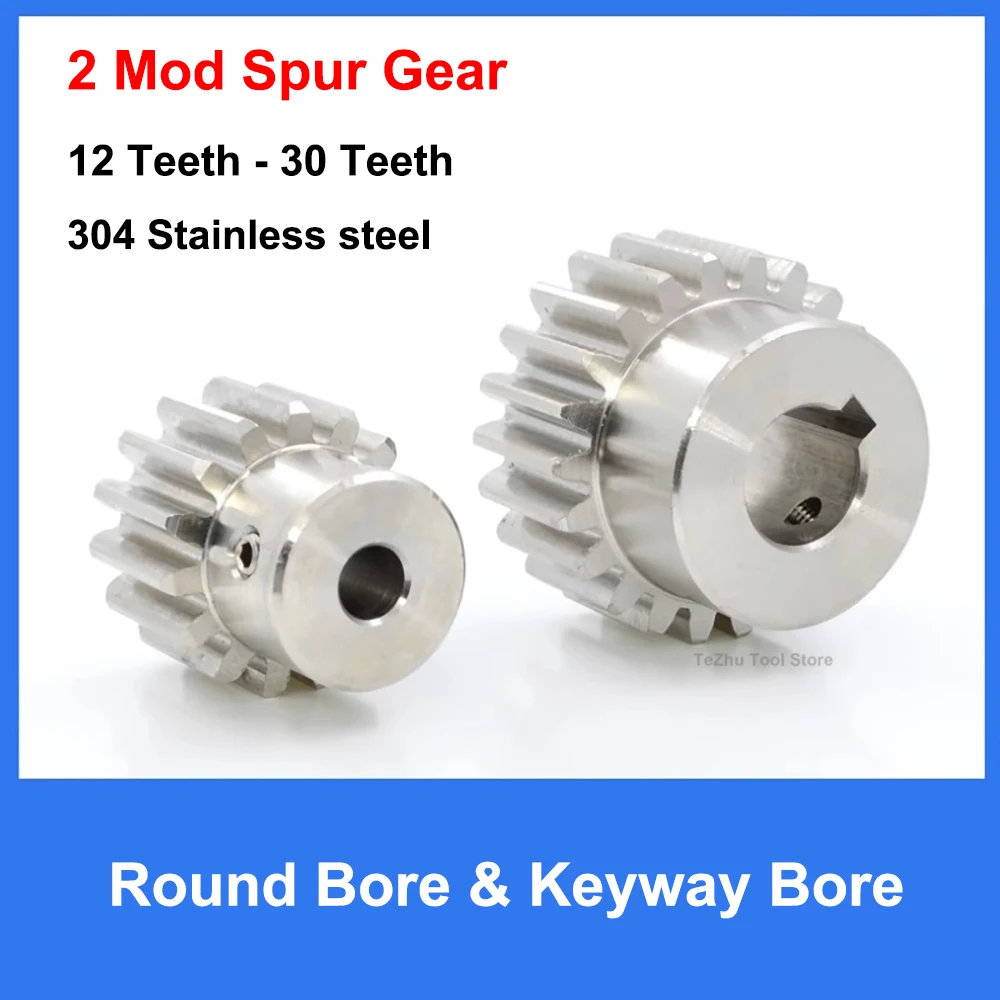 

1Pcs 2M 12T-30T Pinion Spur Gear 304 Stainless Steel 2 Mod 12 Teeth-30 Teeth Motor Metal Step Convex Gear Transmission Parts