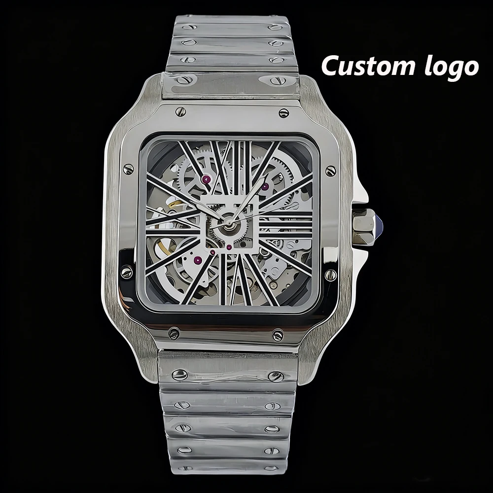 Nuovo orologio Santos NH70 Orologio in acciaio inossidabile da 38 mm Orologio da uomo con logo personalizzato adatto per orologio con movimento NH70