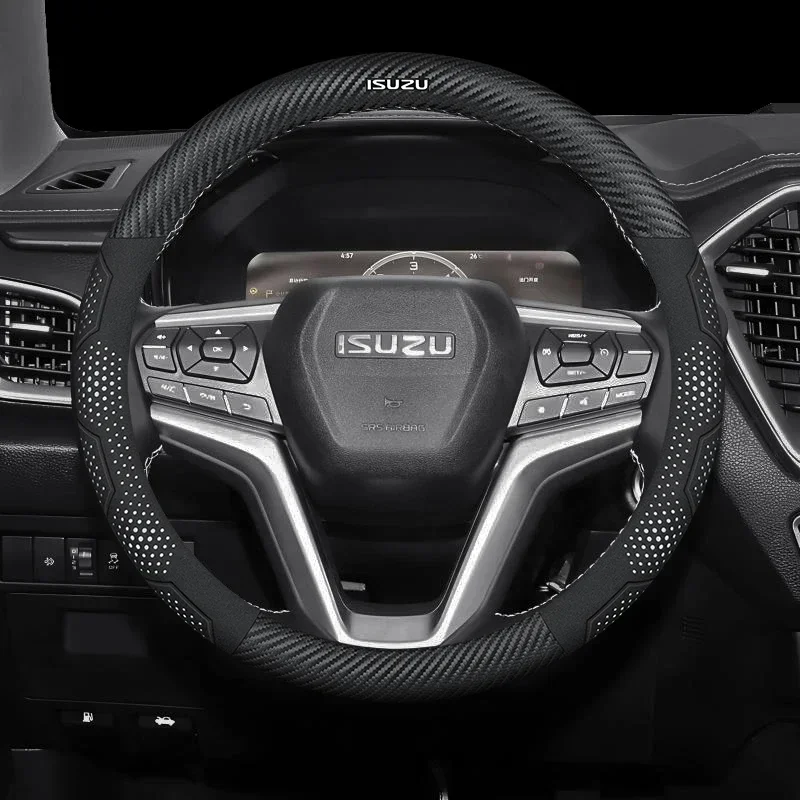 Car Anti-Slip Carbon Fiber Suede Leather Car Steering Wheel Cover for Isuzu D-MAX Dmax I ASCENDER 4X4 V-CROSS Mu-X TAGA Car