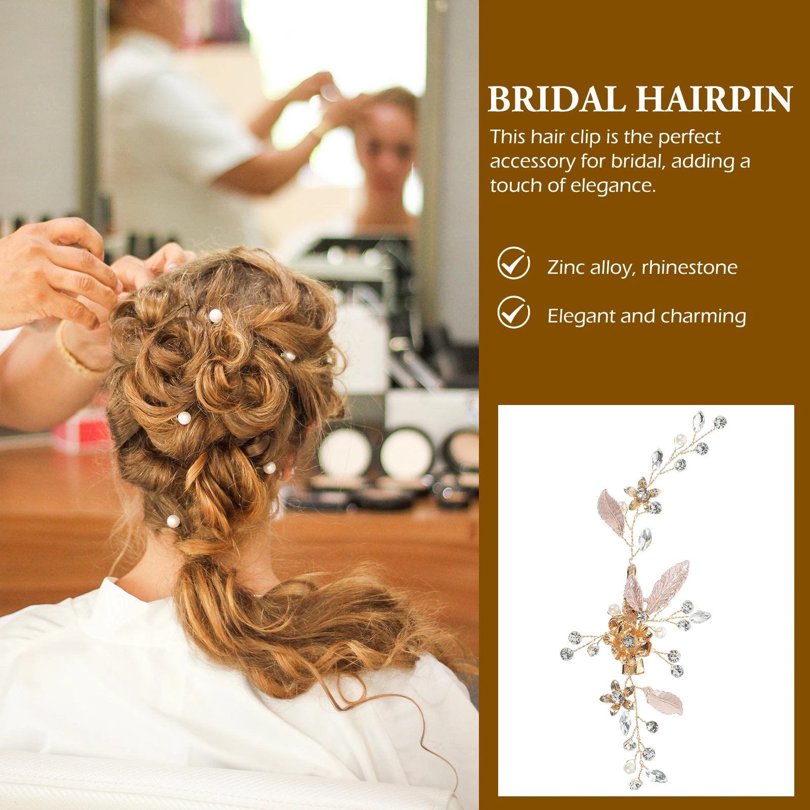 

Hairpin Headgear Rhinestone Side Clip Decorative Zinc Alloy Bridal Wedding Prom Accessories Elegant Fashionable Long-lasting