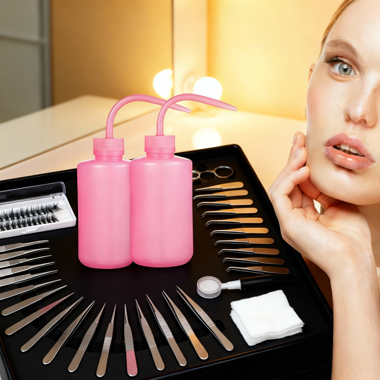 

2Pcs Lash Cleaning Bottles Plastic Squeeze Bottles Portable Lash Water Bottle Squeezer for Eyelash Extensions Makeup Removal