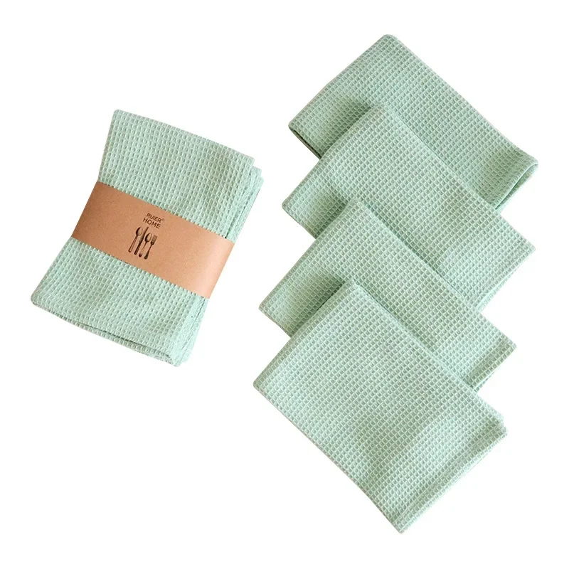 

8 Pieces Cotton Table Napkins 35x35cm Home Kitchen Waffle Pattern Tea Towel Absorbent Dish Cleaning Towel Thickened Towel Square