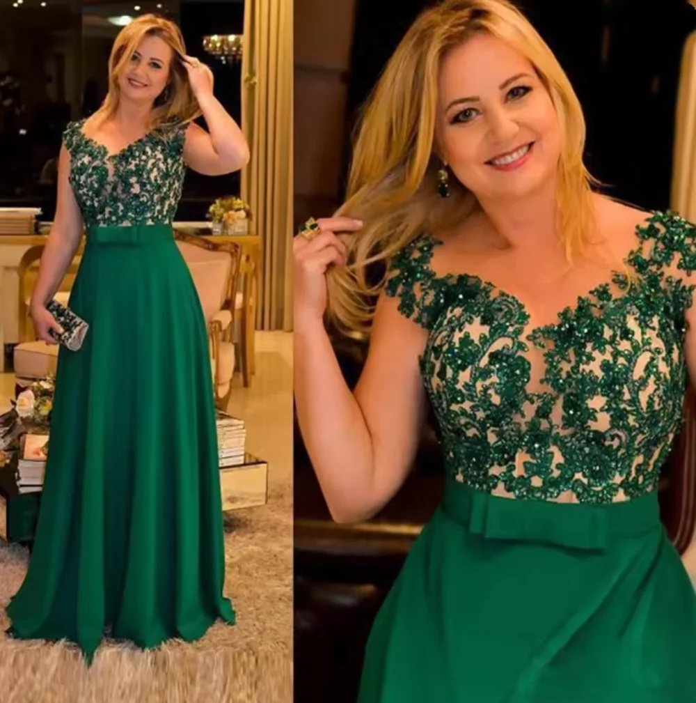 Crystal Beading Mother of the Bride Dresses Long Green Wedding Mother Dress Formal Pageant Vestido De Festa vestido de madrinha