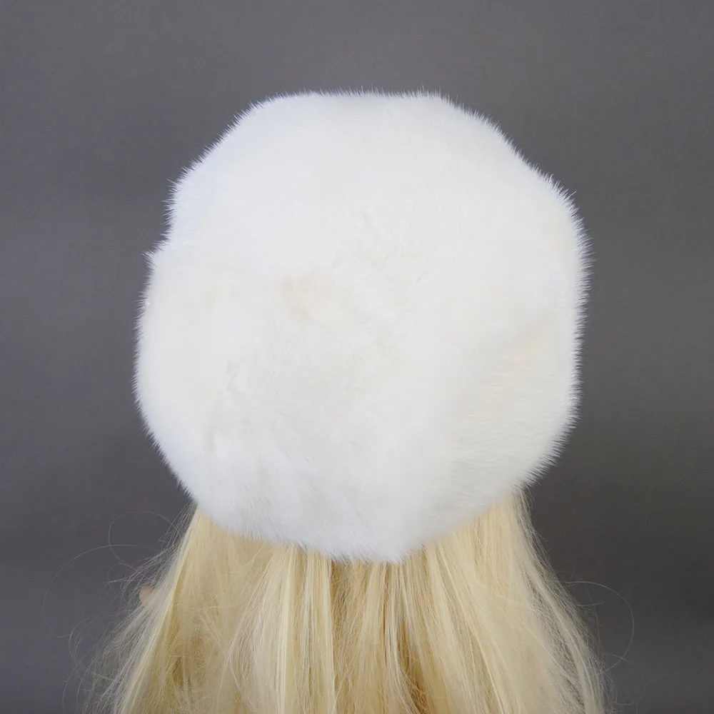 Hot Sale Lady Women'S Winter Autumn Warm Full Mink Fur Hat Russian Casual Fashion Soft Solid Color Elegant Adjustable Berets Cap