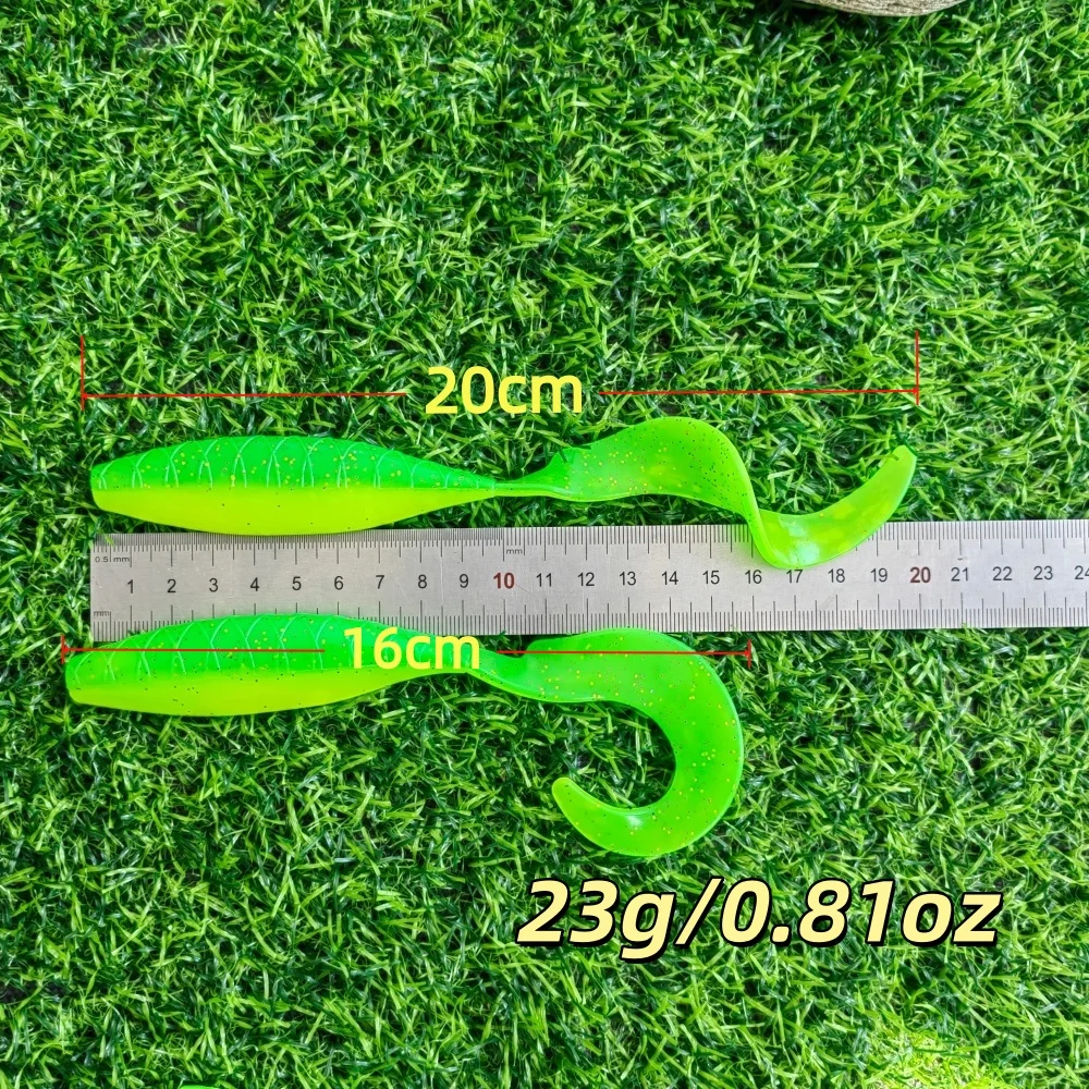 3 uds. De cola de rollo de simulación de PVC de alta elasticidad, cebo suave, señuelo, accesorios de grupo de pesca adecuados para lubina/trocha/pez de perro/ jirafa - imagen 5