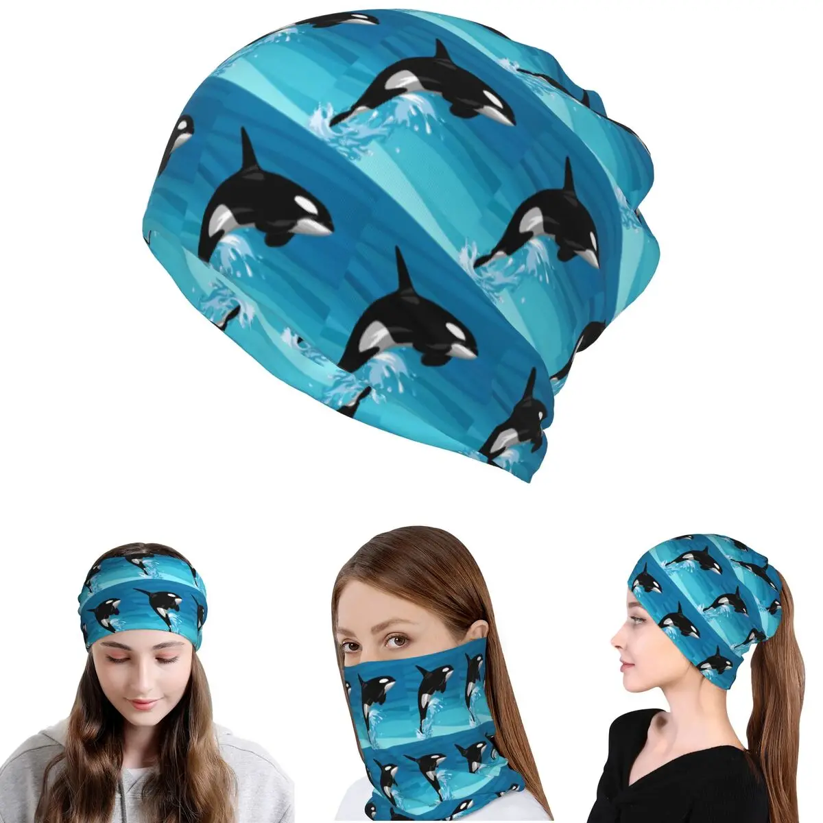 Orca Bandana Halstuch, Maske, Schal, multifunktionale Kopfbedeckung, Mütze für Männer und Frauen, winddicht