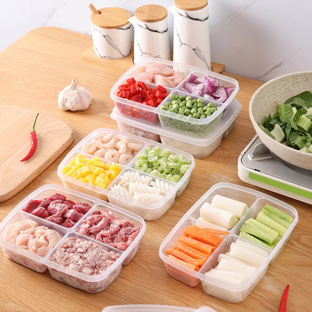 

4 Pcs Kitchen Storage Boxes Food Containers Refrigerator Clear PP Sealing Organizer