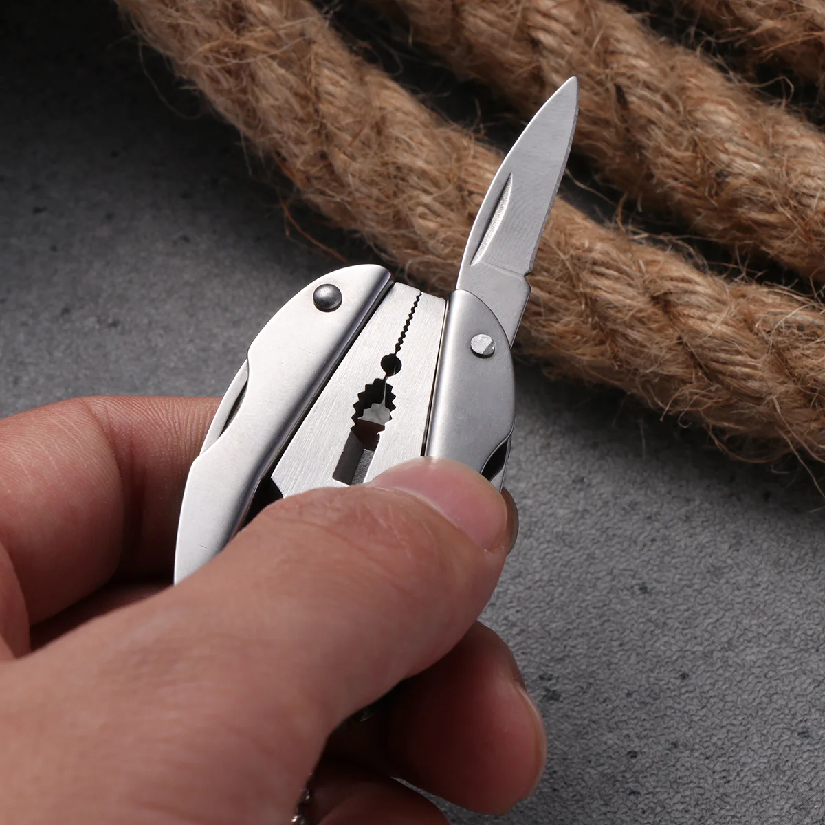 

Mini Multifunction Tool Stainless Steel Folding Pocket Plier For Outdoor Camping Hiking Repair Adjustable Wrench Knife Saw
