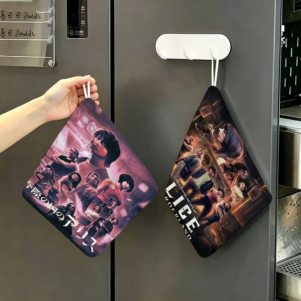 TV Series A-Alice In Borderland Multi-scene Polyester Cotton Towel, Hanging Hand Wiping Cloth for Kitchen Bathroom Hotel