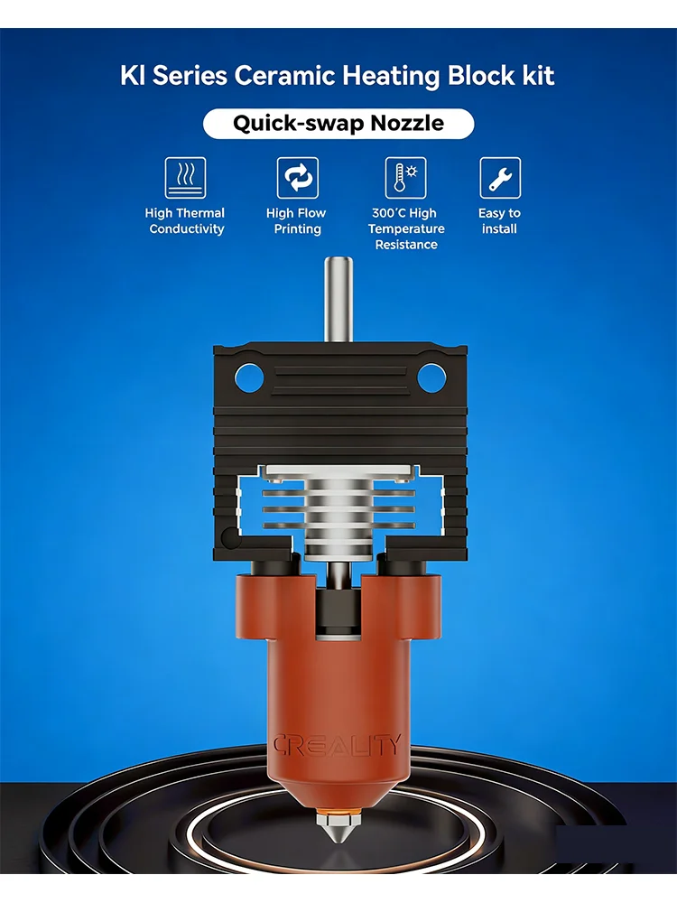 Creality 2025 K1 SE/K1C/K1/K1 Max Hotend Keramik-Heizblock-Kit, Anschluss mit Schnalle, Offizielle neue Version K1 Serie Düsen-Kit – Detail 2