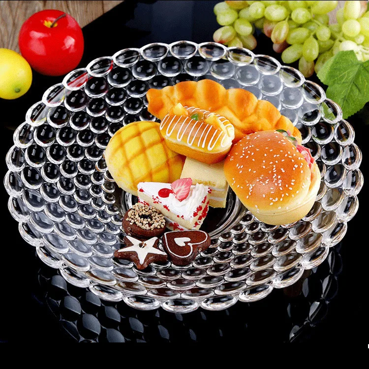 

CX Thickened Crystal Bead Fruit Plate Household Large Fruit Plate Buffet Plate