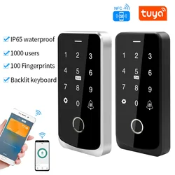 Smart TuYa APP Access Control Machine Mobile Phone Remote Unlock NFC Fingerprint Password RFID Card Door Lock Controller IP67