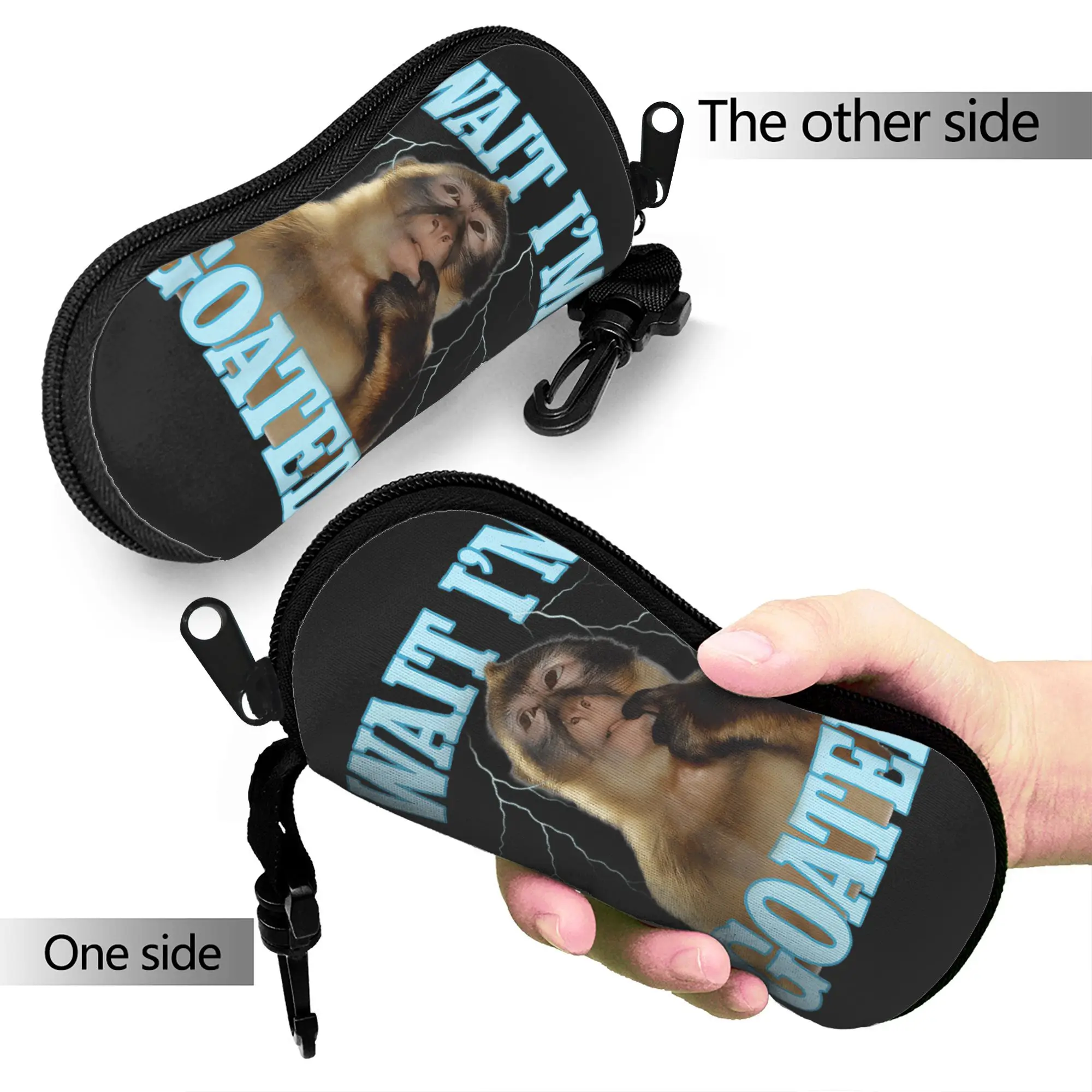 Thinking Monkey Meme Glasses Case Cover  Print Sunglasses Pouch Unisex Outdoor Glasses Box Fashion Eyewear Accessory