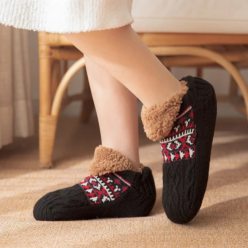 Women Knitted Socks Winter Warm Snow Socks Men Plush Cotton-blends Home Socks Slippers Carpet Foot Warmer Skarpetki Damskie