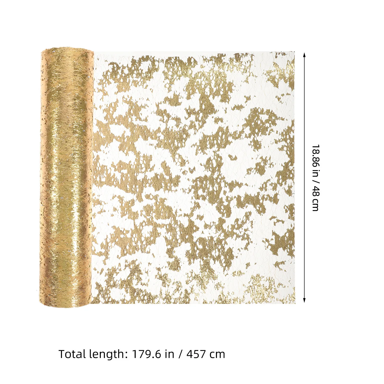Gold Glitter Polyester Table Runner for Wedding & Dining – Floral Mesh Centerpiece Decor