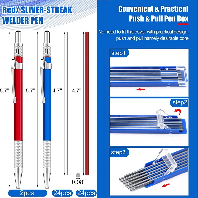 2 Soldering Pens With 48 Refills Mechanical Pencil Metal Welding Markers For Pipe Welder Structure Woodworking