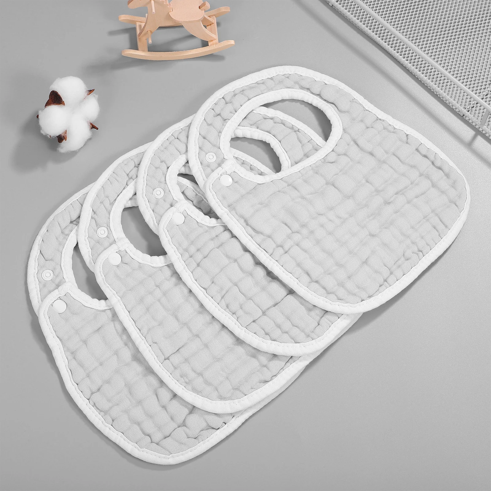 

4Pcs Soft Cotton Baby Drool Bibs Muslin Absorbent Bandana Bibs Button Closure Newborn Feeding Burp Cloths Toddler Unisex
