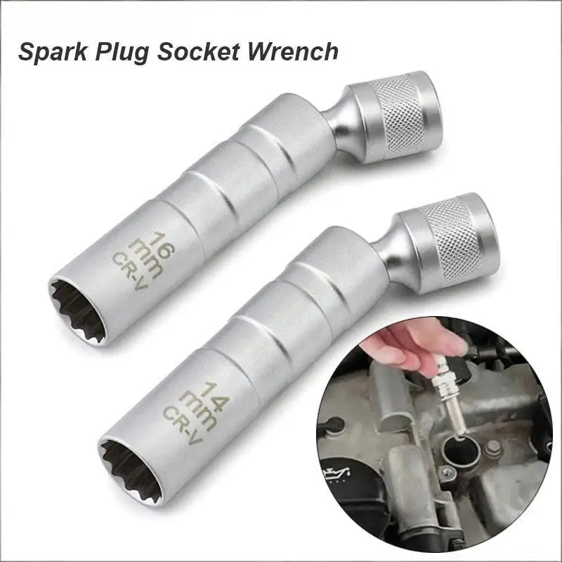 Adattatore per Chiave a Bussola Candele 14mm 16mm, Kit di Installazione, Sostituzione e Riparazione, Attrezzo Magnetico Girevole per Rimozione e Regolazione della Spaziatura