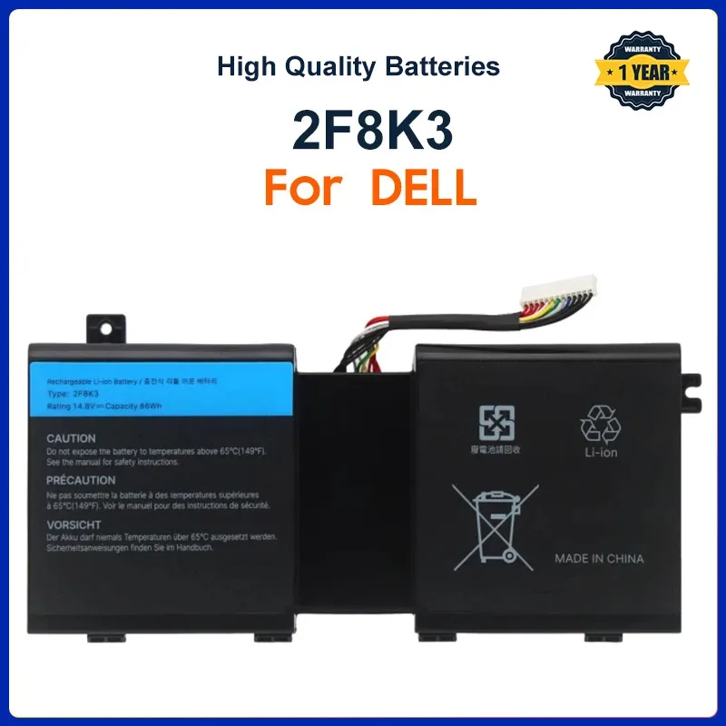 

2F8K3 Laptop Battery for DELL Alienware 17 18 M17X R5 M18X R1 2F8K3 0KJ2PX KJ2PX G33TT 14.8V 86WH