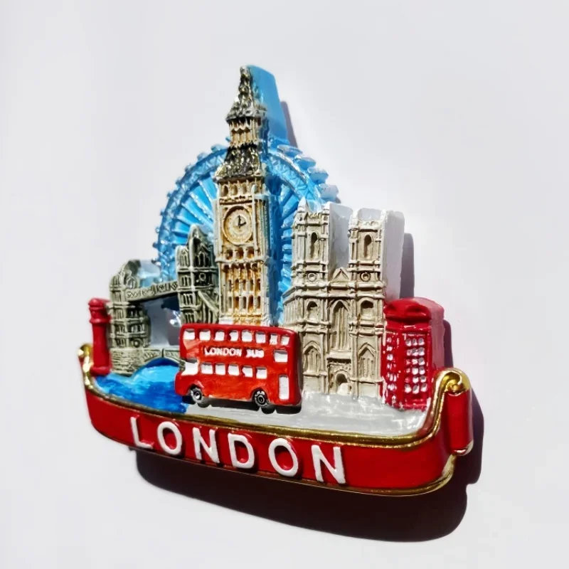 Londres royaume-uni, commémoration du tourisme, peinture 3D, monuments de ville, artisanat, réfrigérateur magnétique, jouets décoratifs