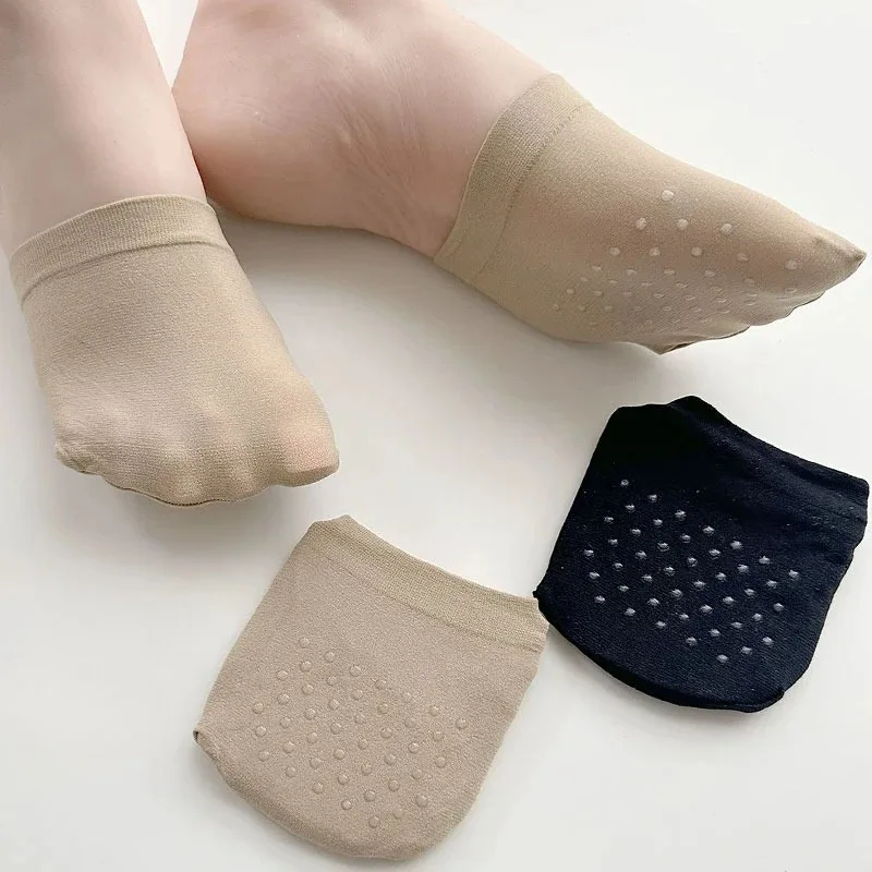 Summer Anti-Slip Forefoot Cushion Half Sock Insoles Shock Absorbing Forefoot Support Pads for Shallow Footwear 1Pairs