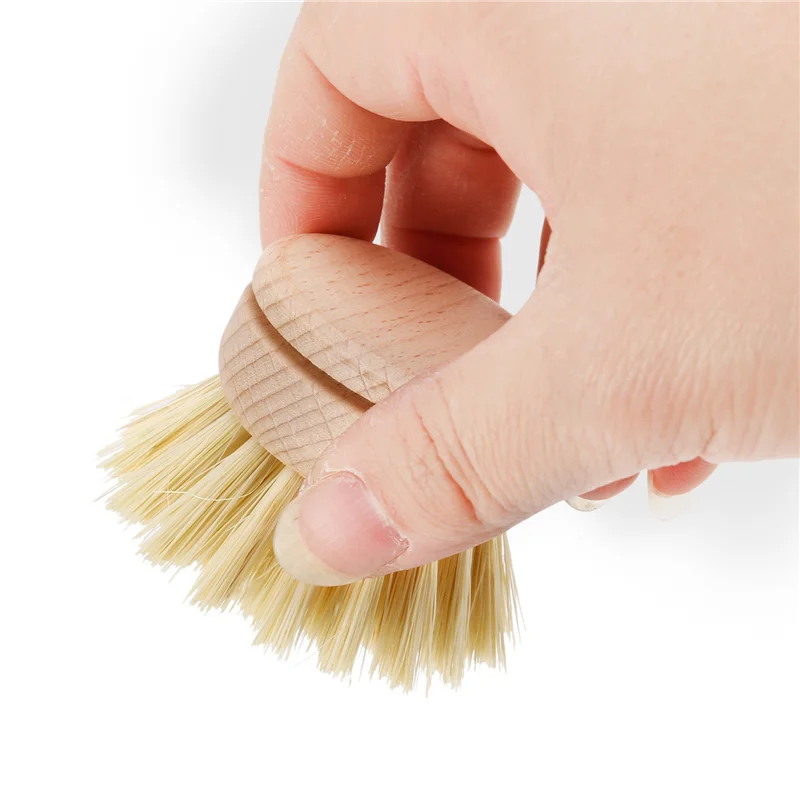 

AA81-Щетка для мытья посуды, щетка для посуды, 18 сменных насадок, деревянная щетка для чистки посуды, многоразовая кухонная буковая щетка