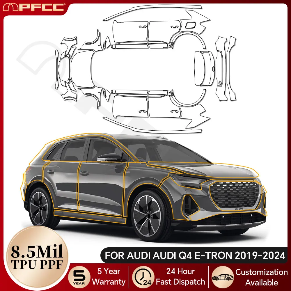

For Audi Q4 E-TRON 2021-2024 8.5Mil TPU Paint Protection Film Car Body Pre-cut PPF Bra Anti-Scratch Clear Kit Resistant Cover