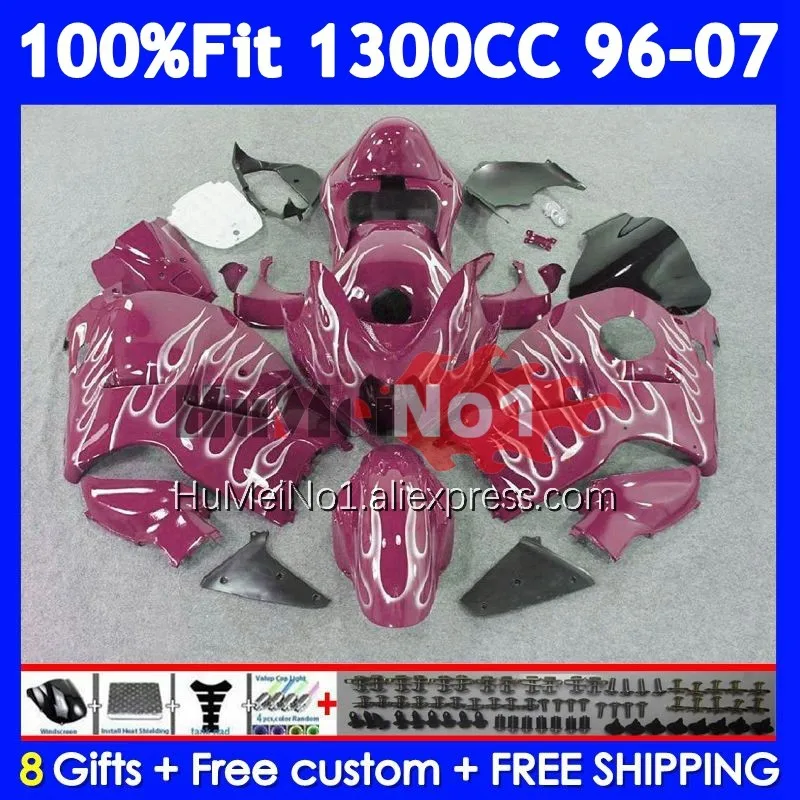 Fairing For SUZUKI Hayabusa GSXR-1300 GSXR pink flame 1300 CC 125No.247 GSXR1300 1996 1997 1998 1999 2000 2001 02 03 04 05 06 07