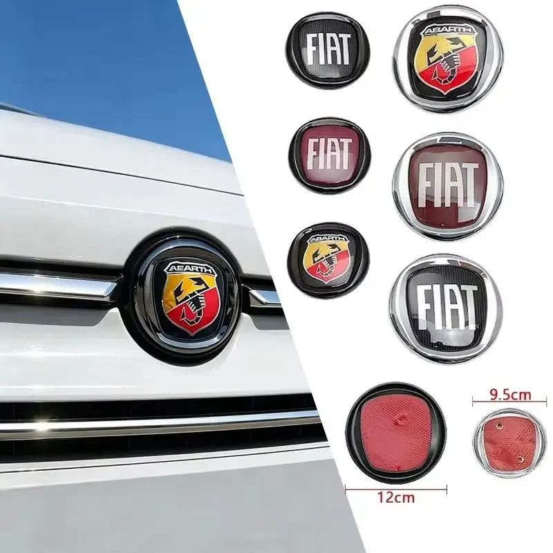 Emblema de logotipo para capó delantero de coche de 95/120 mm y cubierta de insignia para maletero trasero para FIAT 600 Panda Pulse Mobi 500X Tipo Abarth Exterior