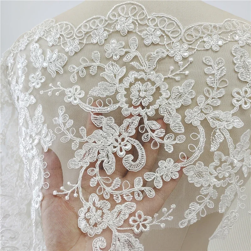 2Yards/Lot, 35cm Width White Border Lace Trim, Wedding Dress, Headdress, Bridal Fabric, DIY Background Decoration Accessories
