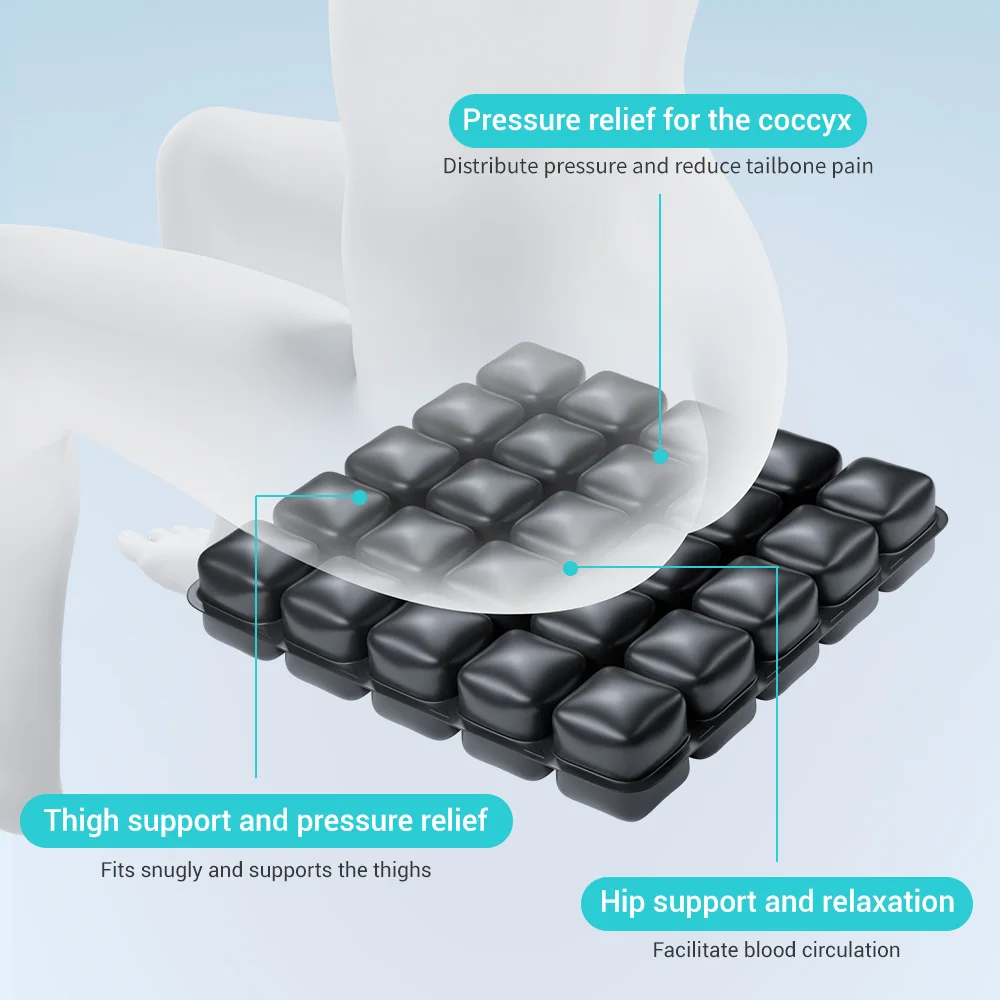 3D Inflatable Seat Cushion Lightweight Breathable Air Bags Travel Cushion Anti Pressure Ulcer for Car Office Chair Home Use