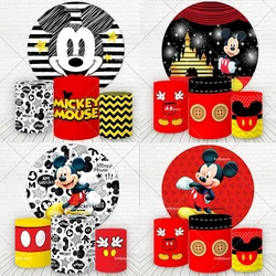 Vintage Mickey Mouse Round Background Circle Photo Backdrop Baby Shower Birthday Party Decoration Table Cylinder Cover