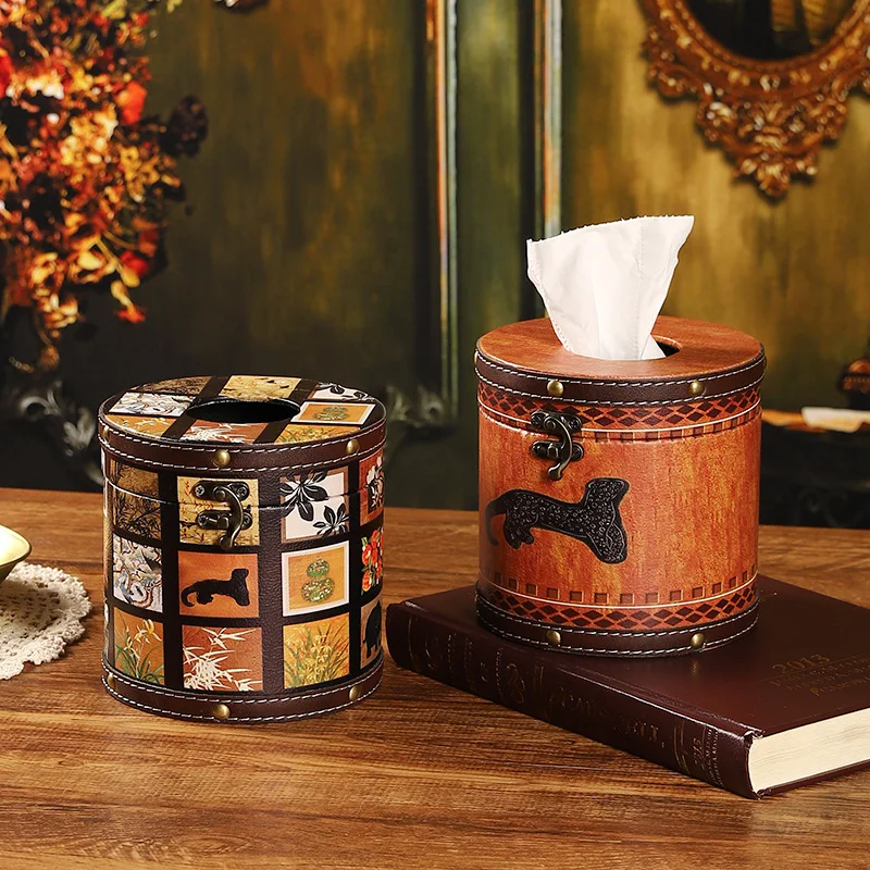 

Wooden Round Tissue Box, Paper Tube, Desktop Storage, Living Room Coffee Table Decoration Ornament, Household Tissue Storage
