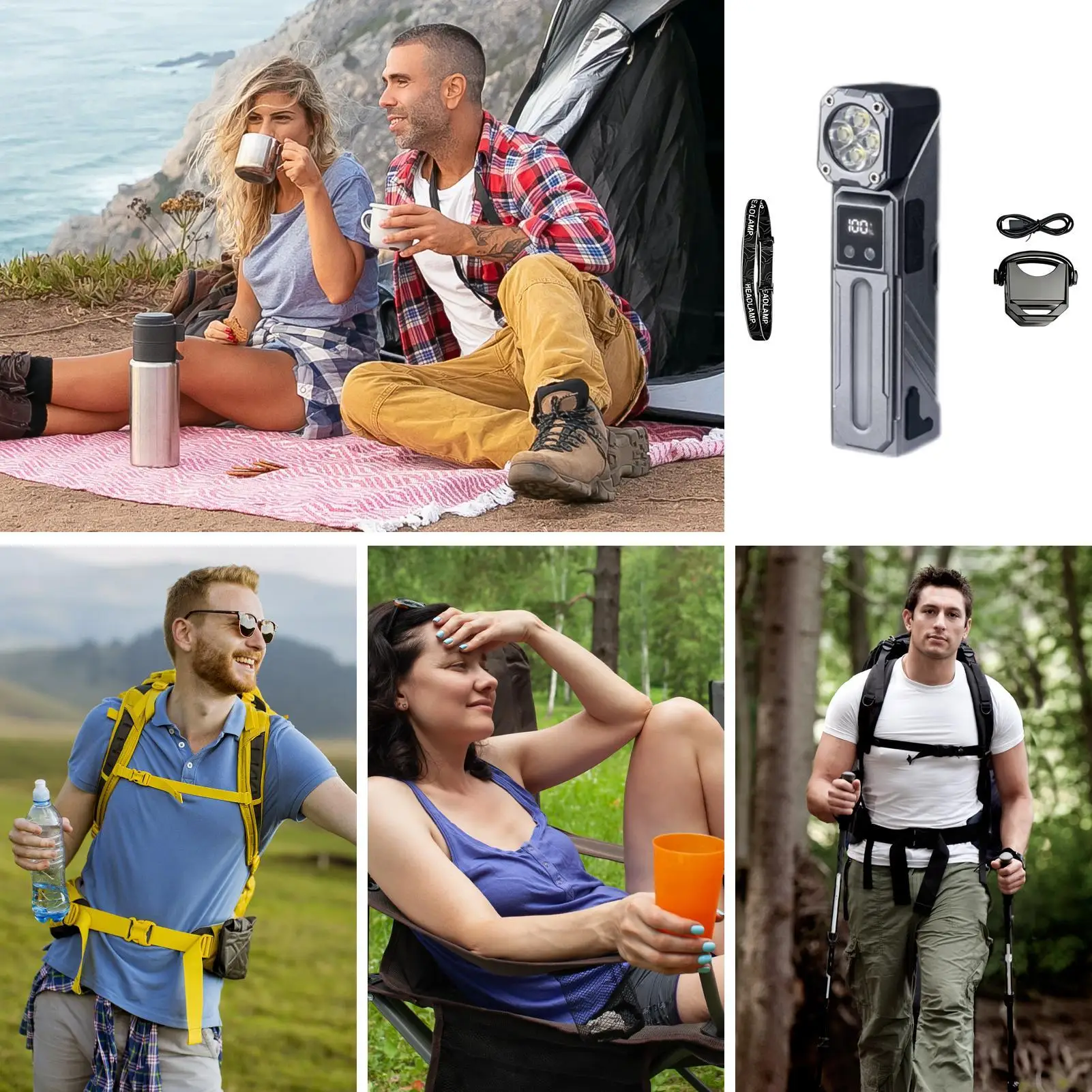 

Ручные фонарики с магнитным цифровым дисплеем, налобный фонарь, супер яркий фонарик, ручной рабочий свет для пеших прогулок, рыбалки, улицы