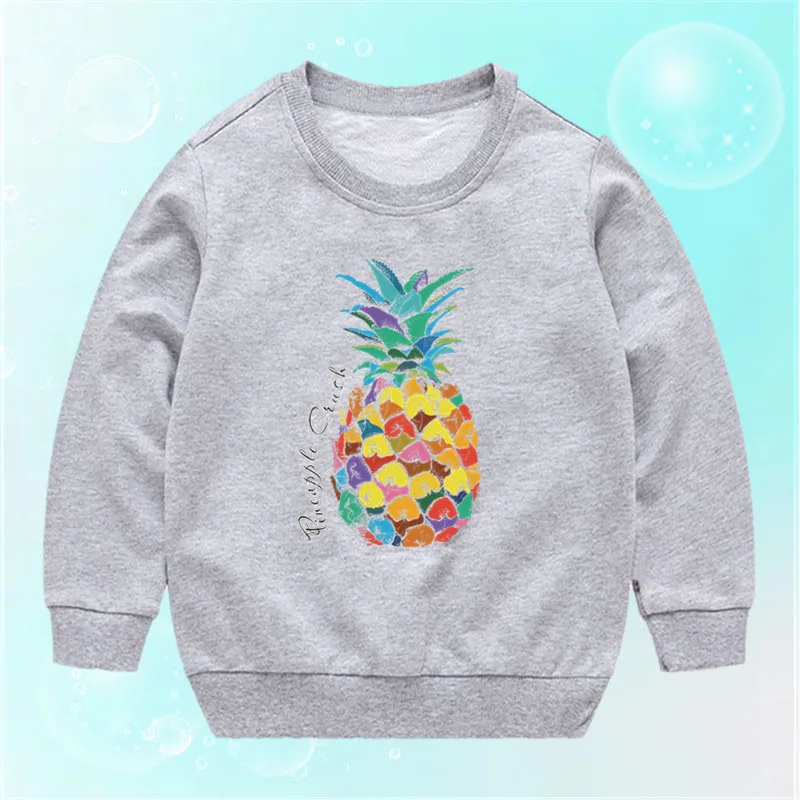 Popular long sleeve Crewneck Sweatshirt Boy Girl Colorful Pineapple Fruit print sweatshirt Tops