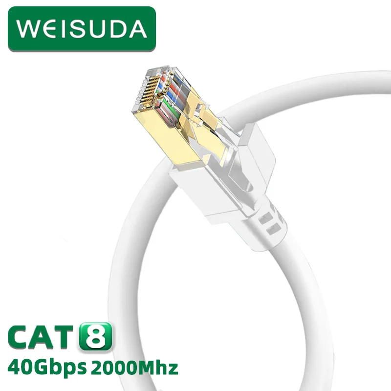 

Cat8 Ethernet Cable Outdoor&Indoor 30 FT Heavy Duty High Speed Cat 8 LAN Network Cable 40Gbps 2000MHz RJ45 Flat Internet Compute